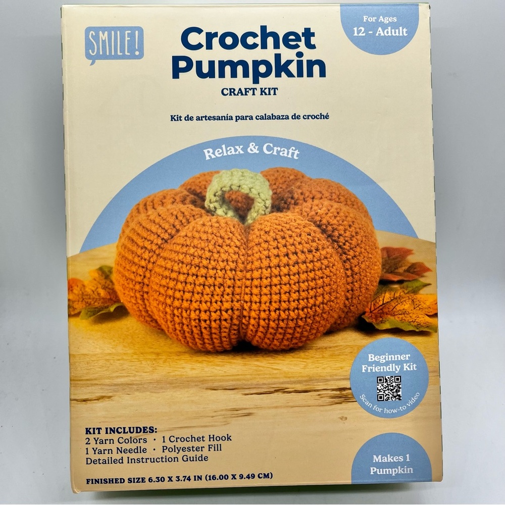 Smile - Crochet Pumpkin Craft Kit DIY Fall Decor Knitted pumpkin